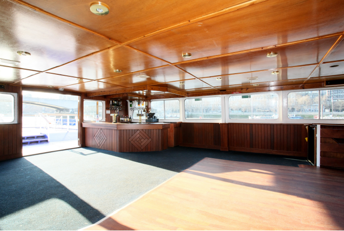 The upper deck of the Golden Jubilee boasts an inbuilt DJ booth, large dance floor and access to the large outside viewing deck.