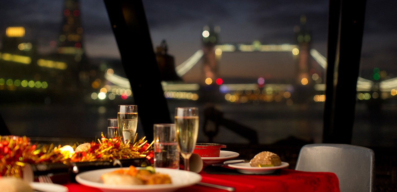 Traditional Christmas Dinner menu included on the Christmas Thames Dinner Cruise Party boat in London