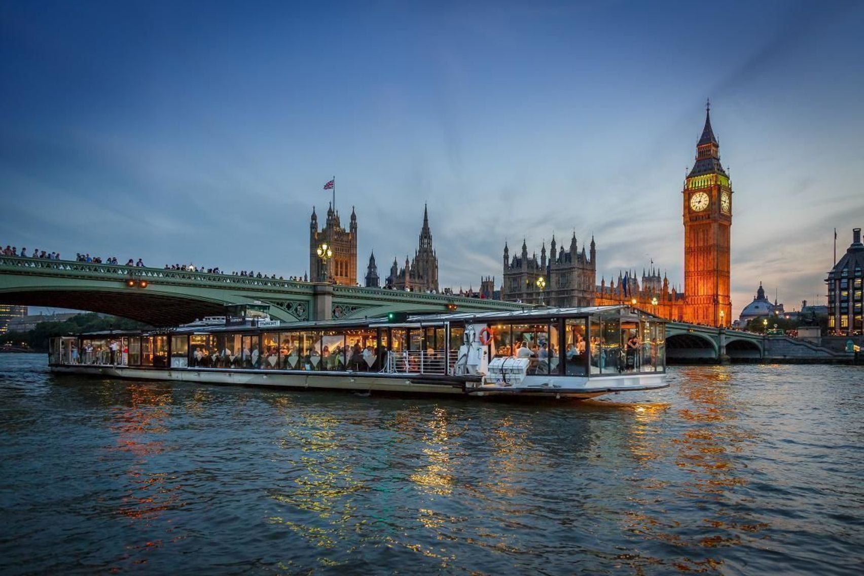 Amazing views from on boatd the Glass Room Christmas Thames dinner cruise