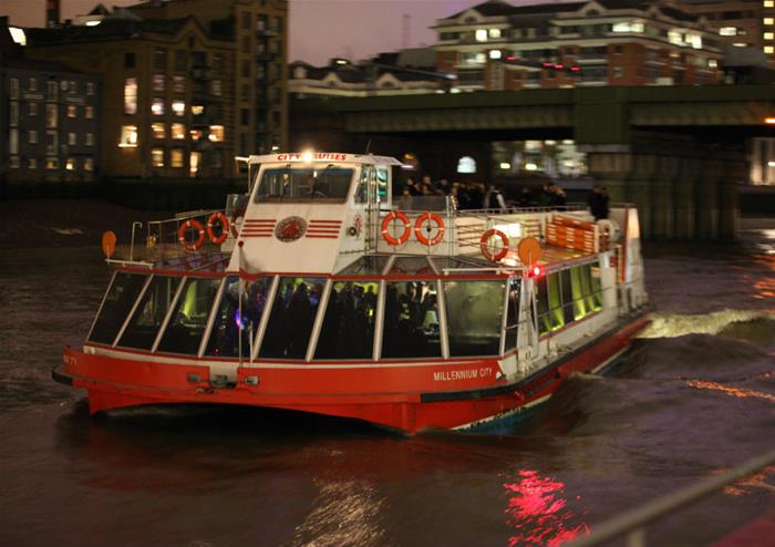 Modern boats are used for the Christmas Thames Dinner Cruise Party in London